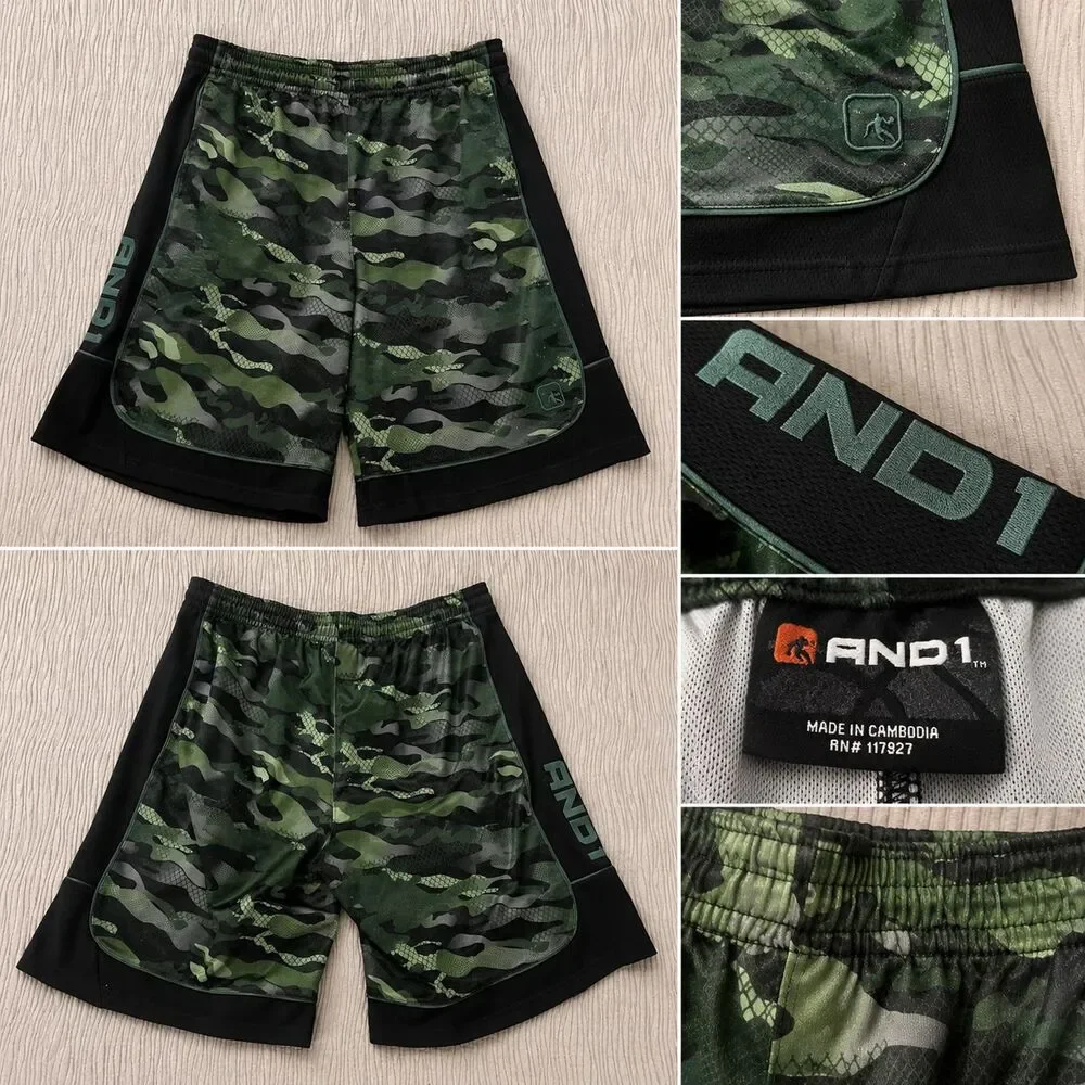 Vintage Y2K And 1 Green Camo Baggy Basketball Shirts - Men’s XL